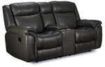 Plaza Leather Reclining Sofa, Loveseat and Rocker Recliner Set - Grey