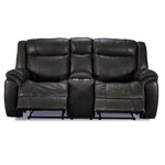 Plaza Leather Reclining Loveseat with Console - Grey