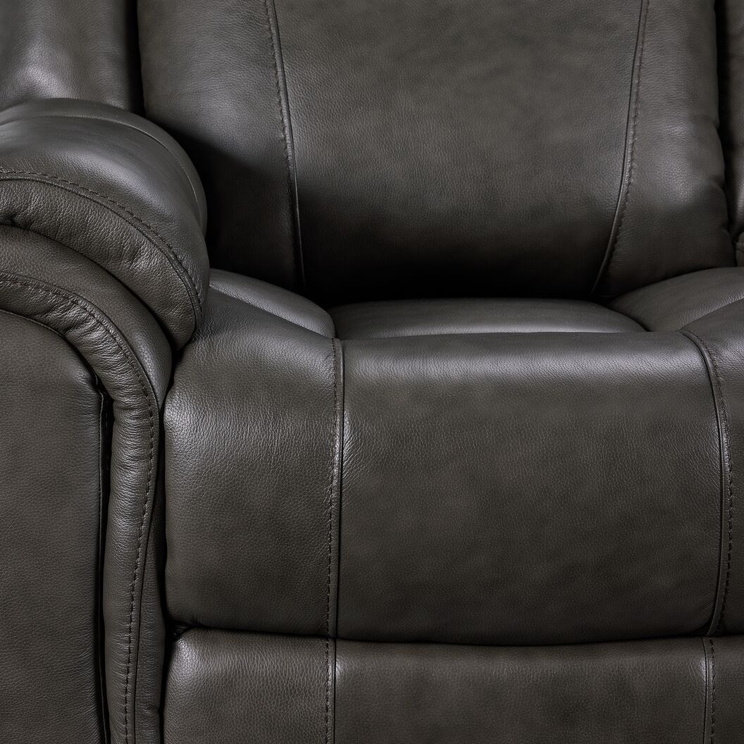 Plaza Leather Reclining Sofa and Rocker Recliner Set - Grey