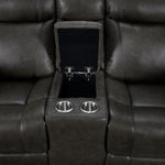 Plaza Leather Reclining Sofa and Loveseat Set - Grey