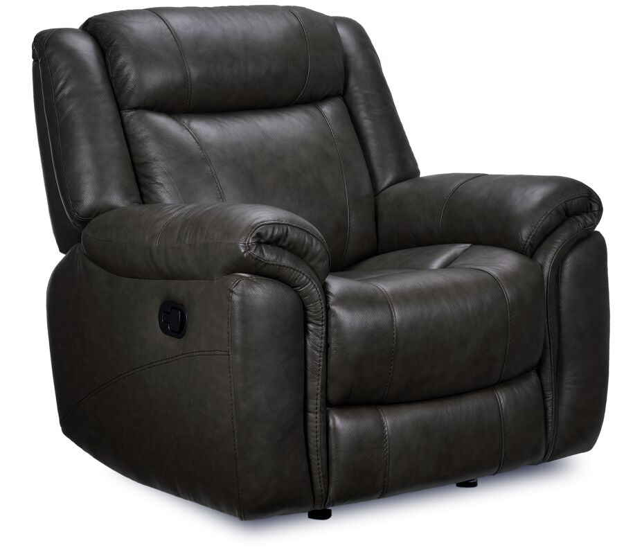 Plaza Leather Reclining Sofa and Rocker Recliner Set - Grey