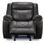 Plaza Leather Reclining Sofa and Rocker Recliner Set - Grey