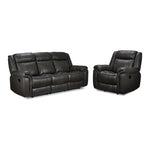 Plaza Leather Reclining Sofa and Rocker Recliner Set - Grey