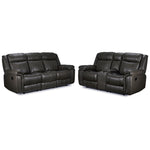 Plaza Leather Reclining Sofa and Loveseat Set - Grey