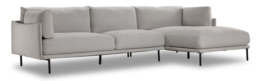 Rai 2 Pc. Sectional with RHF Chaise - Silver