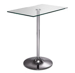 Roxanne Counter Height Rectangular Dining Table  - Glass, Chrome