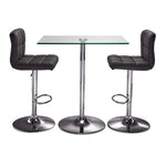 Roxanne 3-Piece Counter Height Rectangular Dining Set - Glass, Chrome, Grey
