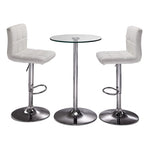 Roxanne 3-Piece Counter Height Round Dining Set - Glass, Chrome, White