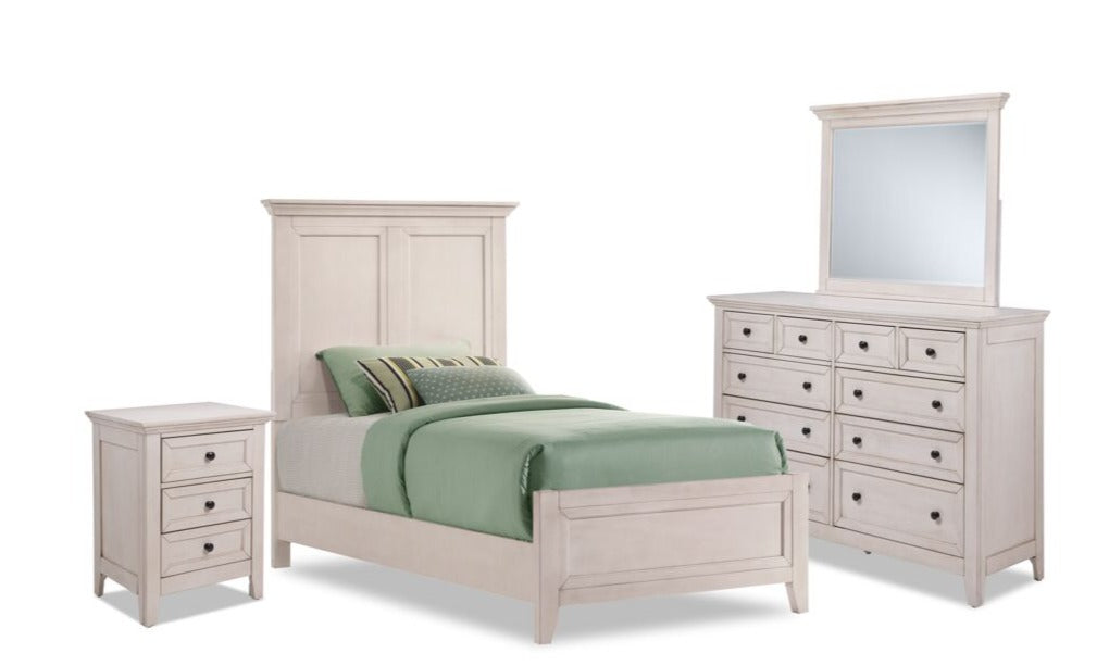 San Mateo 6-Piece Twin Panel Bedroom Package - Antique White
