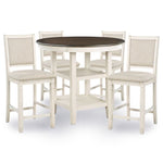 Savanah 5-Piece Counter Height Dining Set - Antique White and Brown