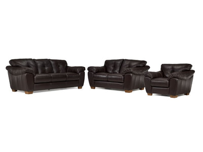 Sloane Leather Sofa, Loveseat and Chair Set- Chocolate