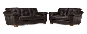 Sloane Leather Sofa and Loveseat Set- Chocolate