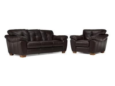 Sloane Leather Sofa and Chair Set- Chocolate