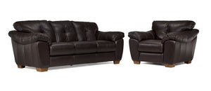 Sloane Leather Sofa and Chair Set- Chocolate