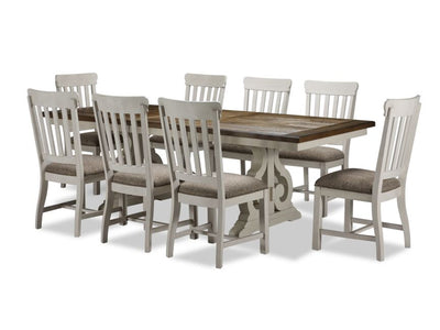 Tanner 9-Piece Dining Set - Rustic White