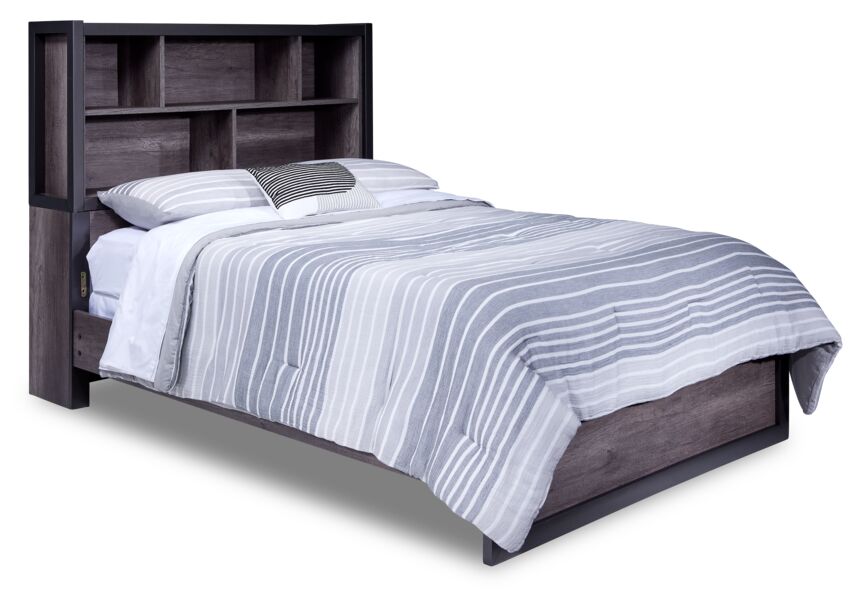 Terra 3-Piece Twin Bookcase Bed - Grey