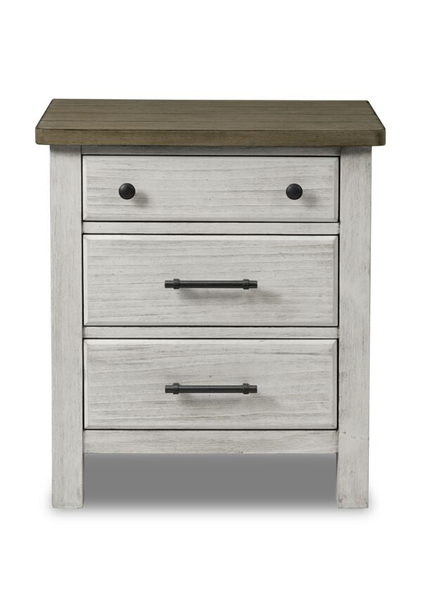 Timber Ridge Night Table - Weathered White