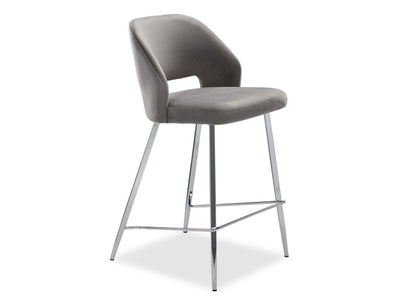 Sheen Counter Height Stool - Grey, Chrome