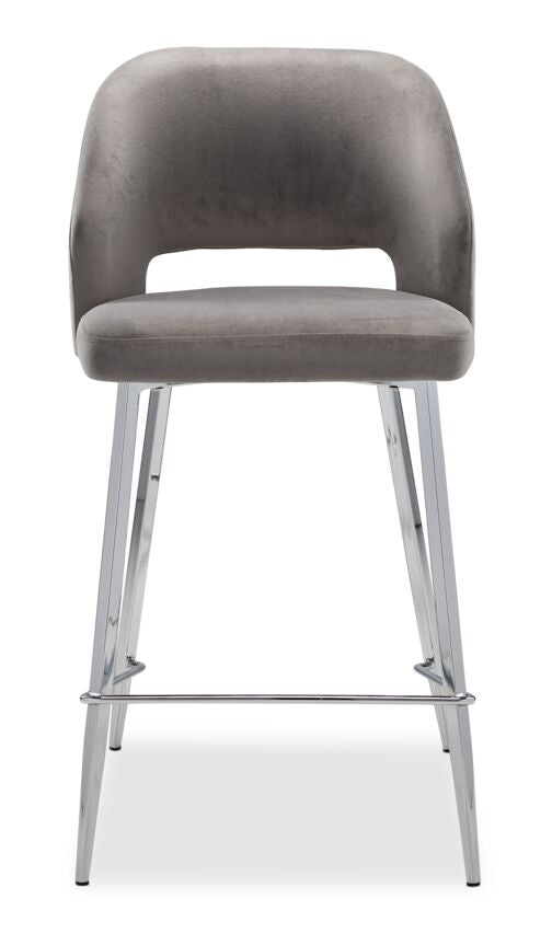 Sheen Counter Height Stool - Grey, Chrome