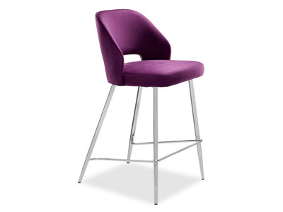 Sheen Counter Height Stool - Aubergine, Chrome