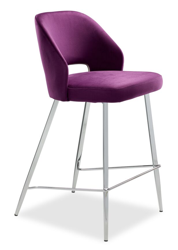 Sheen Counter Height Stool - Aubergine, Chrome
