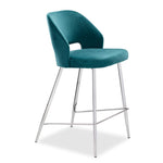 Sheen Counter Height Stool - Emerald, Chrome