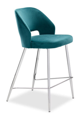 Sheen Counter Height Stool - Emerald, Chrome