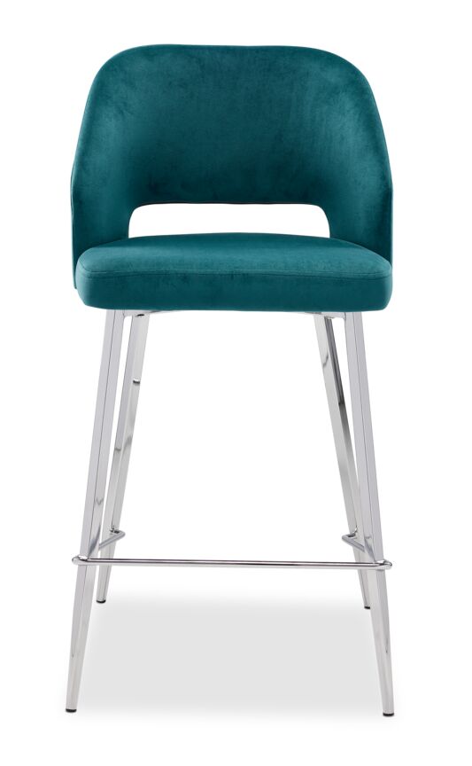 Sheen Counter Height Stool - Emerald, Chrome