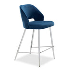 Sheen Counter Height Stool - Blue, Chrome