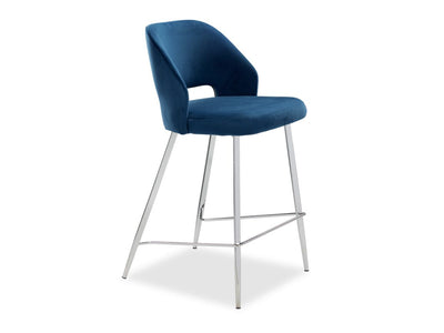 Sheen Counter Height Stool - Blue, Chrome