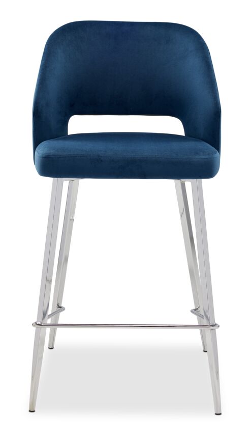 Sheen Counter Height Stool - Blue, Chrome