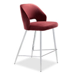 Sheen Counter Height Stool - Ruby, Chrome