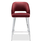 Sheen Counter Height Stool - Ruby, Chrome