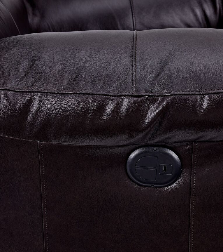 Transformer II Leather Power Reclining Sofa with Drop Down Table - Chocolate