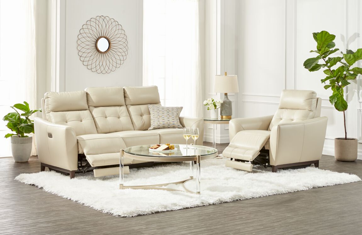 Wexner Leather Dual Power Reclining Sofa - Colby Stone