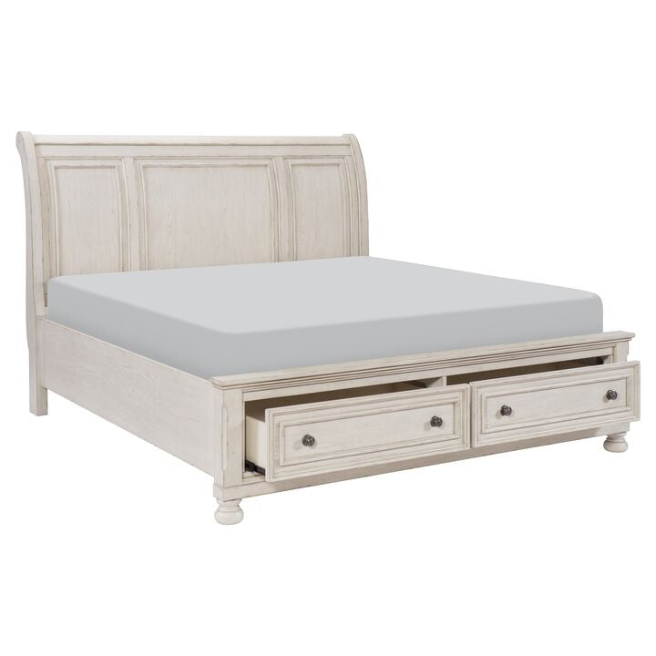 Windchester 3-Piece King Storage Bed - Antique White