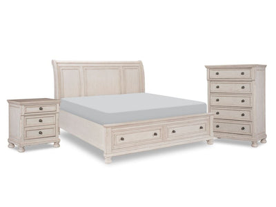 Windchester 5-Piece King Storage Bedroom Package - Antique White