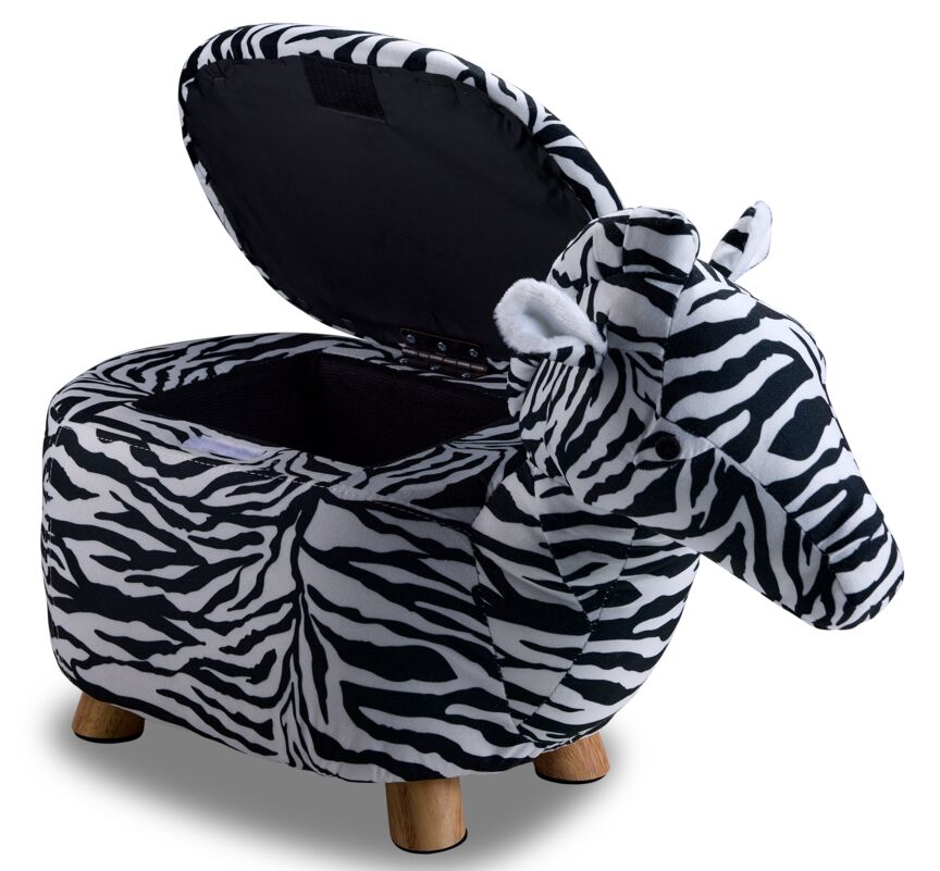 Zebra Storage Ottoman - Black and White