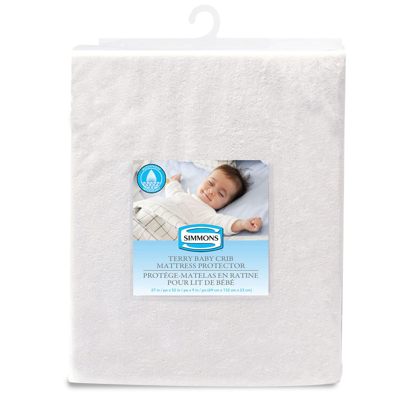 Simmons Waterprooof Terrycloth Crib Mattress Protector - White