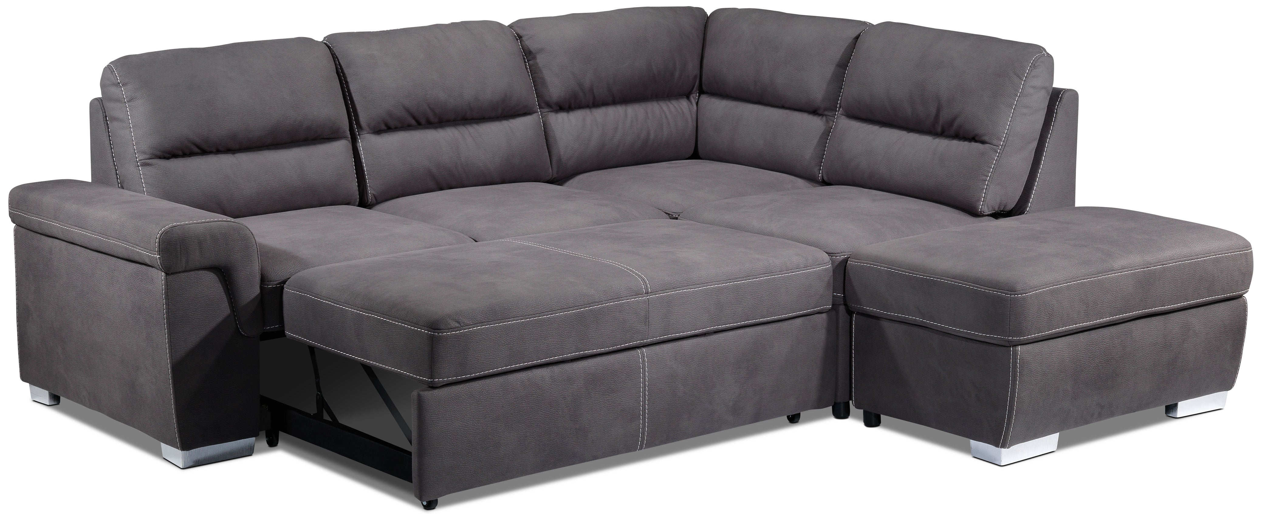 Simone 3-Piece Sectional with Left-Facing Pop-Up Bed - Charcoal