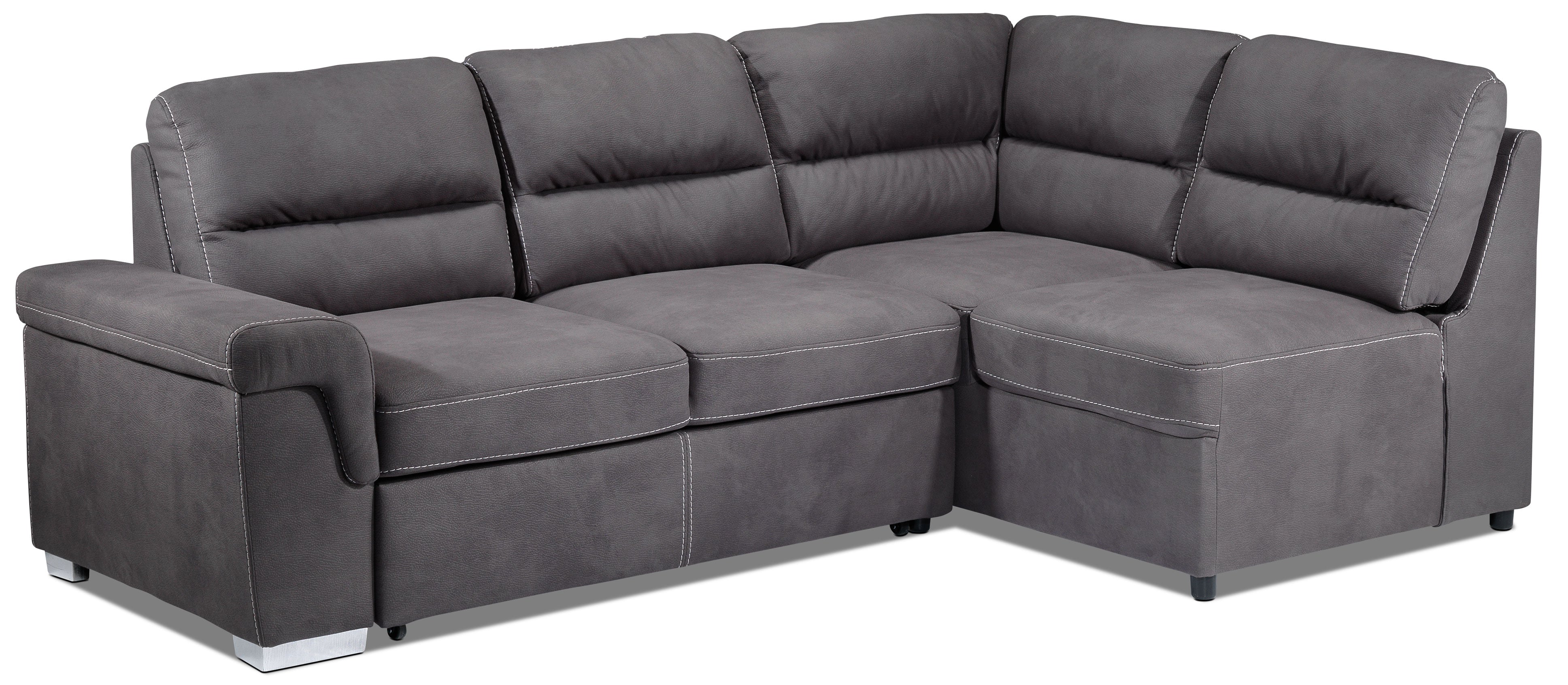 Simone 3-Piece Sectional with Left-Facing Pop-Up Bed - Charcoal