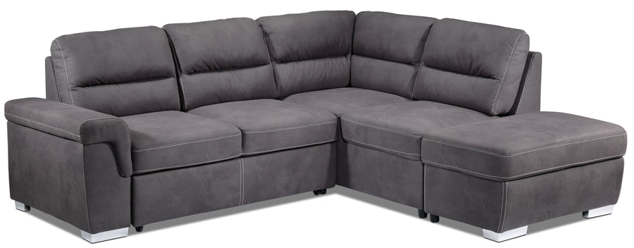 Simone 3-Piece Sectional with Left-Facing Pop-Up Bed - Charcoal