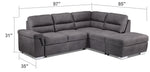 Simone 3-Piece Sectional with Left-Facing Pop-Up Bed - Charcoal