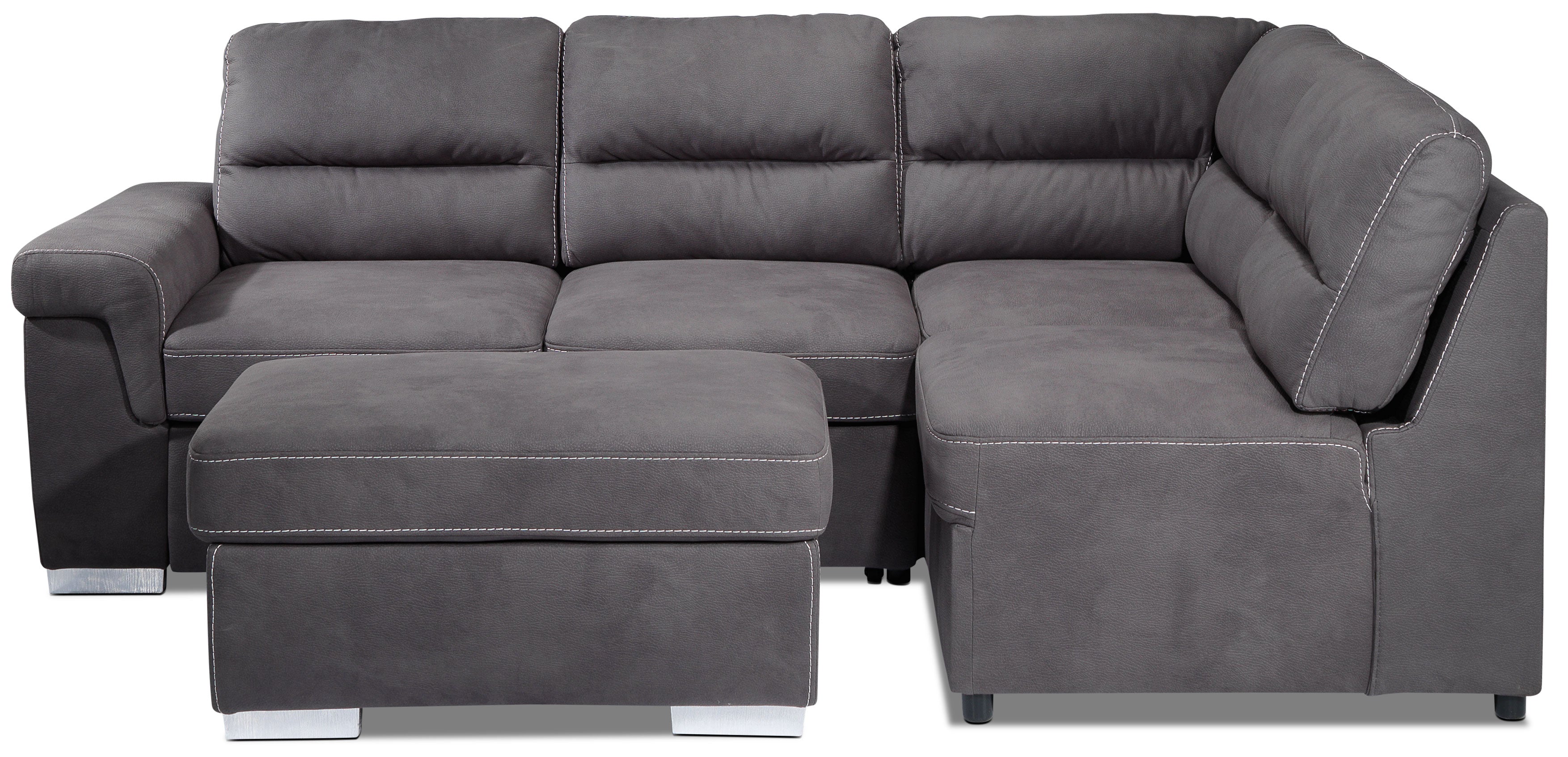 Simone 3-Piece Sectional with Left-Facing Pop-Up Bed - Charcoal