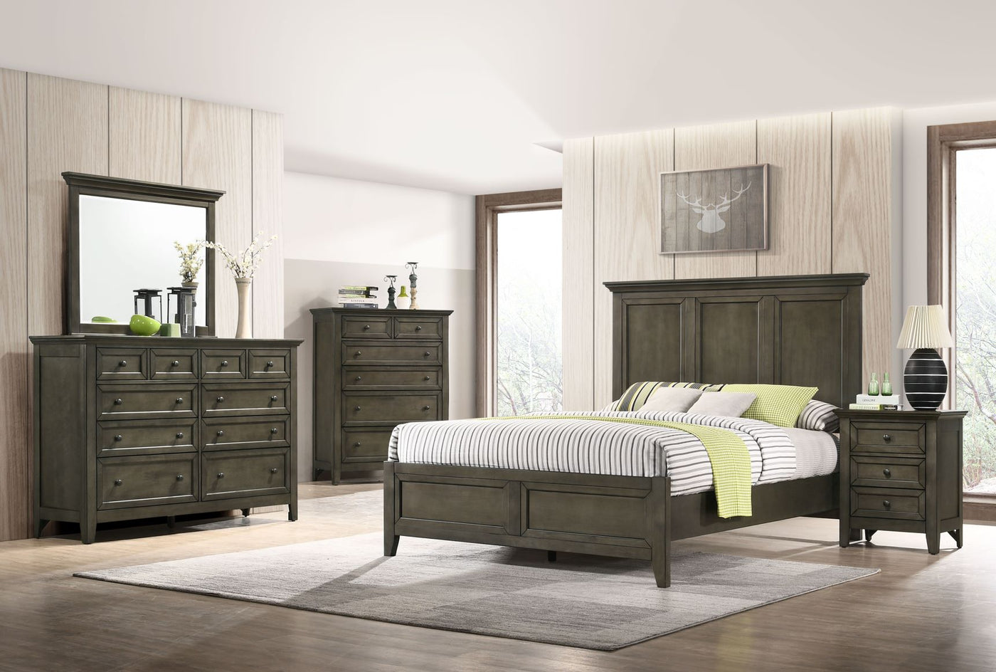 San Mateo 6-Piece King Bedroom Package- Pewter