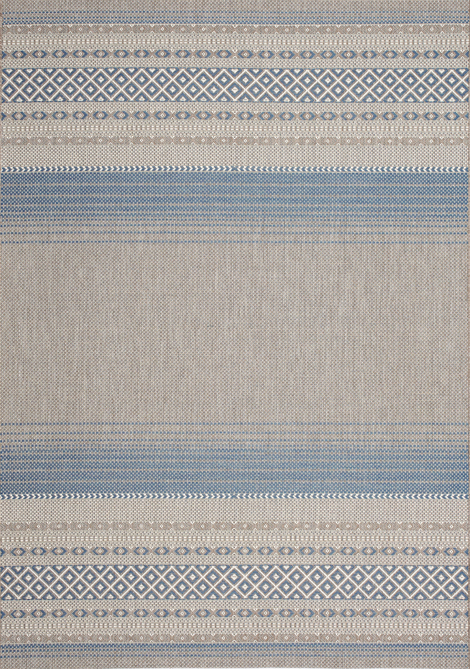 Terra Tribal 5'3" X 7'7" Outdoor Area Rug - Cream, Taupe and Brown