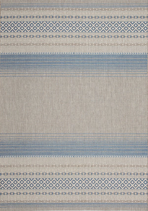 Terra Tribal 5'3" X 7'7" Outdoor Area Rug - Cream, Taupe and Brown
