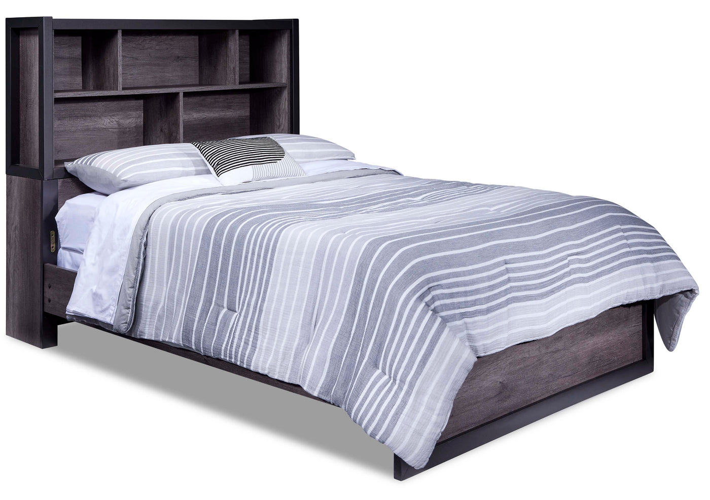 Terra 6-Piece Full Bookcase Bedroom Package - Grey