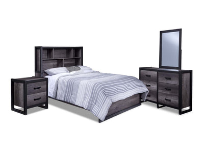 Terra 6-Piece Full Bookcase Bedroom Package - Grey