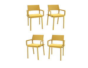 Nardi Trill II Outdoor Dining Arm Chair With Cushions - Set of 4 - Senape